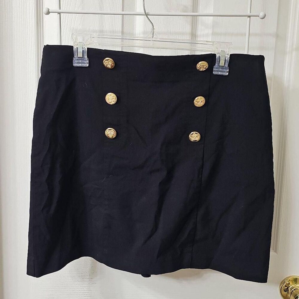 Counterparts Black Sailor Style Mini Skort with Gold Buttons Size Large